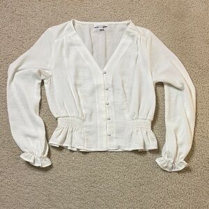 Topshop White Button-Up Blouse
